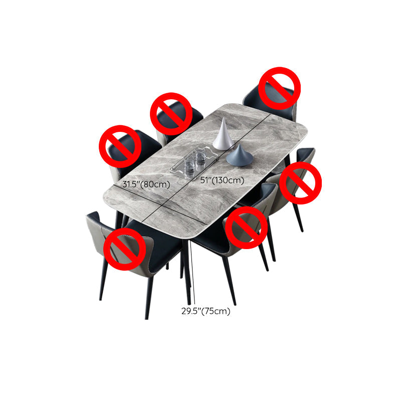 Contemporary Stone Rectangular Dining Table with 4 Steel Foot Clearhalo 'Dining Tables & Seating' 'Dining Tables' 'dining_table' 'furn' 'furn_dining_table' 'Furniture' 'Kitchen & Dining Furniture' 7807801