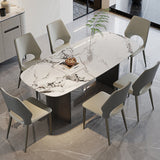 Modern Rectangular Stone Top Dining Table with Metal Legs for Living Room