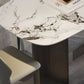 Modern Rectangular Stone Top Dining Table with Metal Legs for Living Room