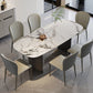 Modern Rectangular Stone Top Dining Table with Metal Legs for Living Room