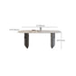 Modern Rectangular Stone Top Dining Table with Metal Legs for Living Room