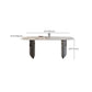 Modern Rectangular Stone Top Dining Table with Metal Legs for Living Room