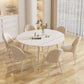 Modern Round Stone Dining Table Extendable for Small Spaces in White Clearhalo 'Dining Tables & Seating' 'Dining Tables' 'dining_table' 'furn' 'furn_dining_table' 'Furniture' 'Kitchen & Dining Furniture' 7807824