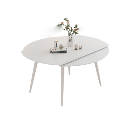 Modern Round Stone Dining Table Extendable for Small Spaces in White Without Chairs Clearhalo 'Dining Tables & Seating' 'Dining Tables' 'dining_table' 'furn' 'furn_dining_table' 'Furniture' 'Kitchen & Dining Furniture' 7807825