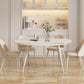 Modern Round Stone Dining Table Extendable for Small Spaces in White Clearhalo 'Dining Tables & Seating' 'Dining Tables' 'dining_table' 'furn' 'furn_dining_table' 'Furniture' 'Kitchen & Dining Furniture' 7807826