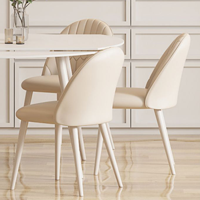 Modern Round Stone Dining Table Extendable for Small Spaces in White Clearhalo 'Dining Tables & Seating' 'Dining Tables' 'dining_table' 'furn' 'furn_dining_table' 'Furniture' 'Kitchen & Dining Furniture' 7807828