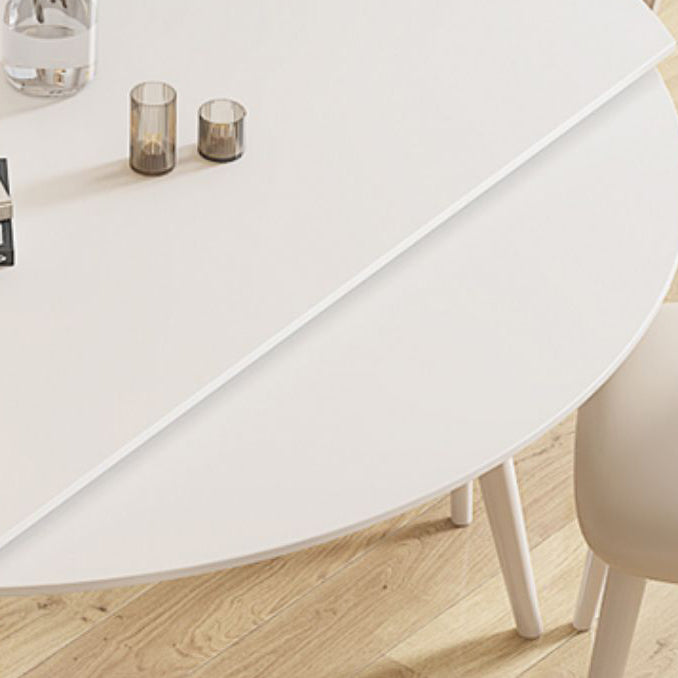 Modern Round Stone Dining Table Extendable for Small Spaces in White Clearhalo 'Dining Tables & Seating' 'Dining Tables' 'dining_table' 'furn' 'furn_dining_table' 'Furniture' 'Kitchen & Dining Furniture' 7807832