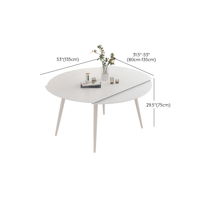 Modern Round Stone Dining Table Extendable for Small Spaces in White Clearhalo 'Dining Tables & Seating' 'Dining Tables' 'dining_table' 'furn' 'furn_dining_table' 'Furniture' 'Kitchen & Dining Furniture' 7807835