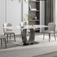 Rectangular Stone Top Dining Table Double Pedestal Metal Base for Living Room Clearhalo 'Dining Tables & Seating' 'Dining Tables' 'dining_table' 'furn' 'furn_dining_table' 'Furniture' 'Kitchen & Dining Furniture' 7807836