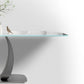 Rectangular Stone Top Dining Table Double Pedestal Metal Base for Living Room Clearhalo 'Dining Tables & Seating' 'Dining Tables' 'dining_table' 'furn' 'furn_dining_table' 'Furniture' 'Kitchen & Dining Furniture' 7807844