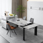 Modern Rectangular Stone Top Dining Table Extendable for Small Spaces in Grey
