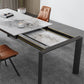 Modern Rectangular Stone Top Dining Table Extendable for Small Spaces in Grey
