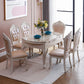 Round Faux Marble 4 Legs Dining Site Table in White with Drop-Leaf Clearhalo 'Dining Tables & Seating' 'Dining Tables' 'dining_table' 'furn' 'furn_dining_table' 'Furniture' 'Kitchen & Dining Furniture' 7807895