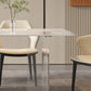Rectangular Dining Table Grey Stone Table Top Double Pedestal Metal Base Clearhalo 'Dining Tables & Seating' 'Dining Tables' 'dining_table' 'furn' 'furn_dining_table' 'Furniture' 'Kitchen & Dining Furniture' 7807918