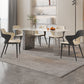 Rectangular Dining Table Grey Stone Table Top Double Pedestal Metal Base Clearhalo 'Dining Tables & Seating' 'Dining Tables' 'dining_table' 'furn' 'furn_dining_table' 'Furniture' 'Kitchen & Dining Furniture' 7807919