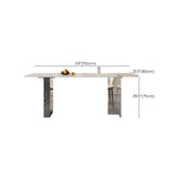 Rectangular Dining Table Grey Stone Table Top Double Pedestal Metal Base Clearhalo 'Dining Tables & Seating' 'Dining Tables' 'dining_table' 'furn' 'furn_dining_table' 'Furniture' 'Kitchen & Dining Furniture' 7807923