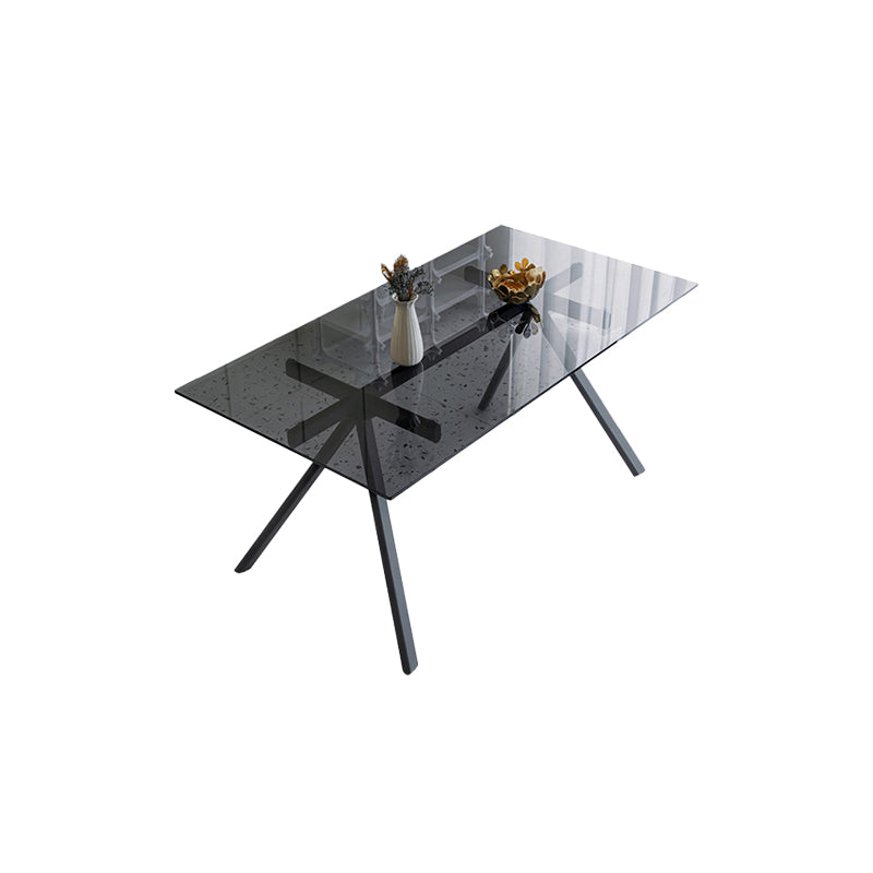Simplicity Style Rectangle Glass Dining Site Table with 4-foot Gray Without Chairs Clearhalo 'Dining Tables & Seating' 'Dining Tables' 'dining_table' 'furn' 'furn_dining_table' 'Furniture' 'Kitchen & Dining Furniture' 7807942