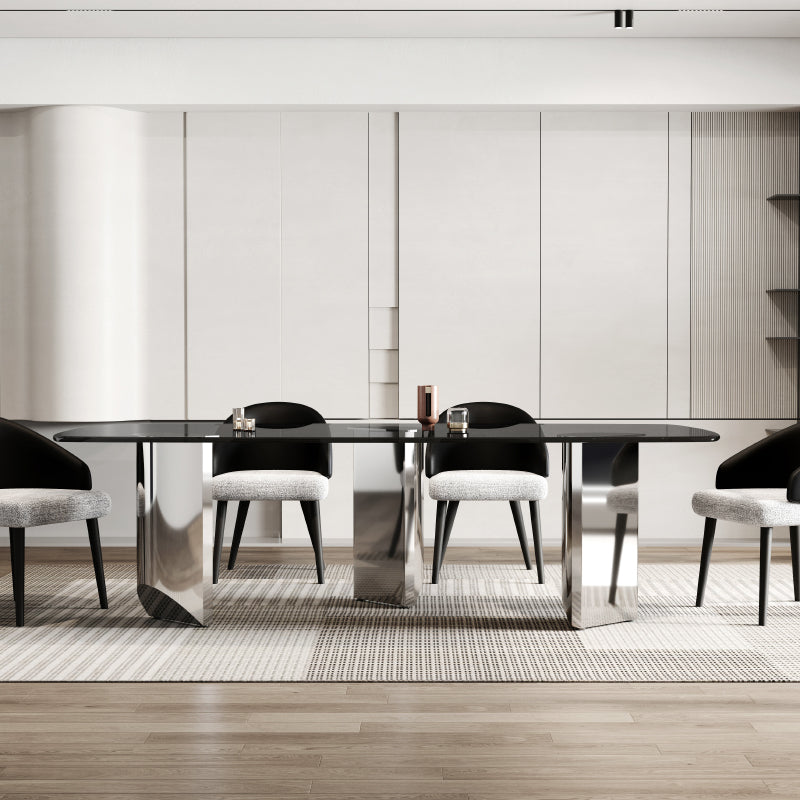 Simplicity Style Rectangle Glass Dining Site Table with 3 Legs Clearhalo 'Dining Tables & Seating' 'Dining Tables' 'dining_table' 'furn' 'furn_dining_table' 'Furniture' 'Kitchen & Dining Furniture' 7807959