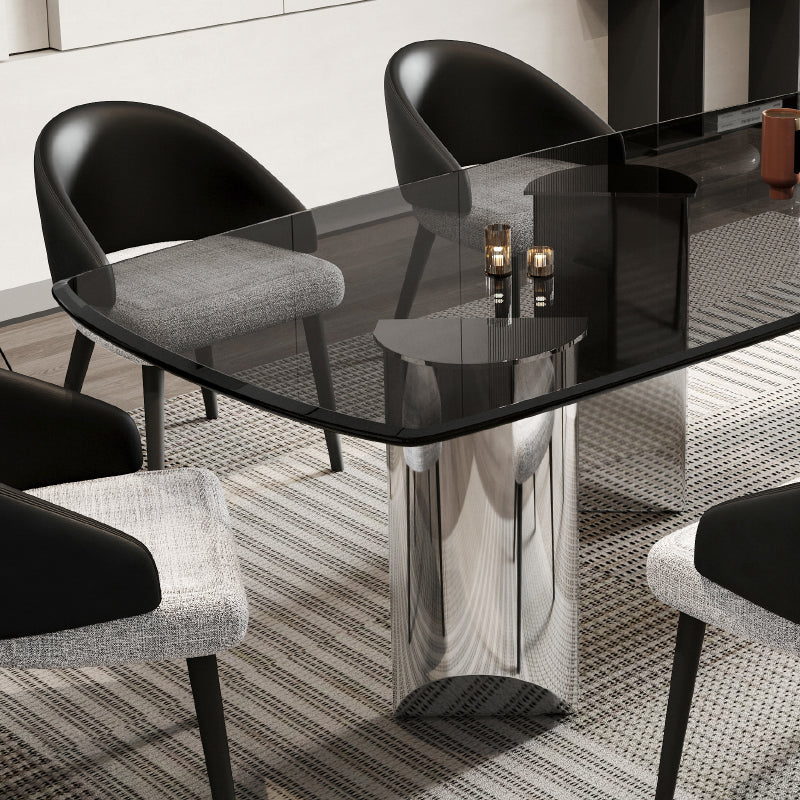 Simplicity Style Rectangle Glass Dining Site Table with 3 Legs Clearhalo 'Dining Tables & Seating' 'Dining Tables' 'dining_table' 'furn' 'furn_dining_table' 'Furniture' 'Kitchen & Dining Furniture' 7807963