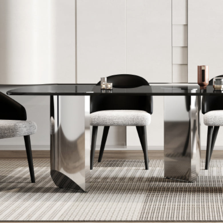 Simplicity Style Rectangle Glass Dining Site Table with 3 Legs Clearhalo 'Dining Tables & Seating' 'Dining Tables' 'dining_table' 'furn' 'furn_dining_table' 'Furniture' 'Kitchen & Dining Furniture' 7807964
