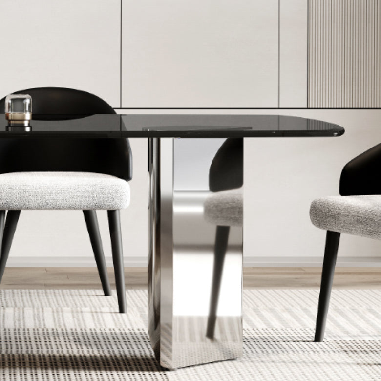 Simplicity Style Rectangle Glass Dining Site Table with 3 Legs Clearhalo 'Dining Tables & Seating' 'Dining Tables' 'dining_table' 'furn' 'furn_dining_table' 'Furniture' 'Kitchen & Dining Furniture' 7807965