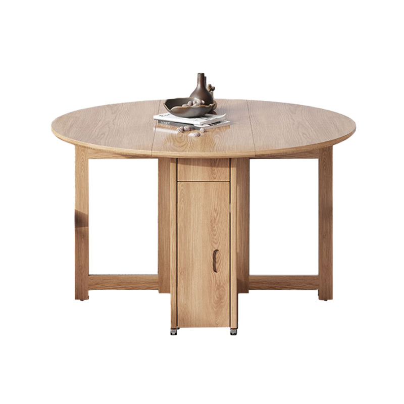 Simplicity Style Round Solid Wood Dining Site Table with Drop-Leaf Without Chairs Clearhalo 'Dining Tables & Seating' 'Dining Tables' 'dining_table' 'furn' 'furn_dining_table' 'Furniture' 'Kitchen & Dining Furniture' 7807972