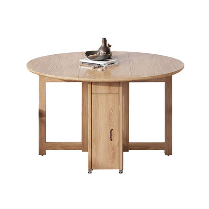 Simplicity Style Round Solid Wood Dining Site Table with Drop-Leaf Without Chairs Clearhalo 'Dining Tables & Seating' 'Dining Tables' 'dining_table' 'furn' 'furn_dining_table' 'Furniture' 'Kitchen & Dining Furniture' 7807972