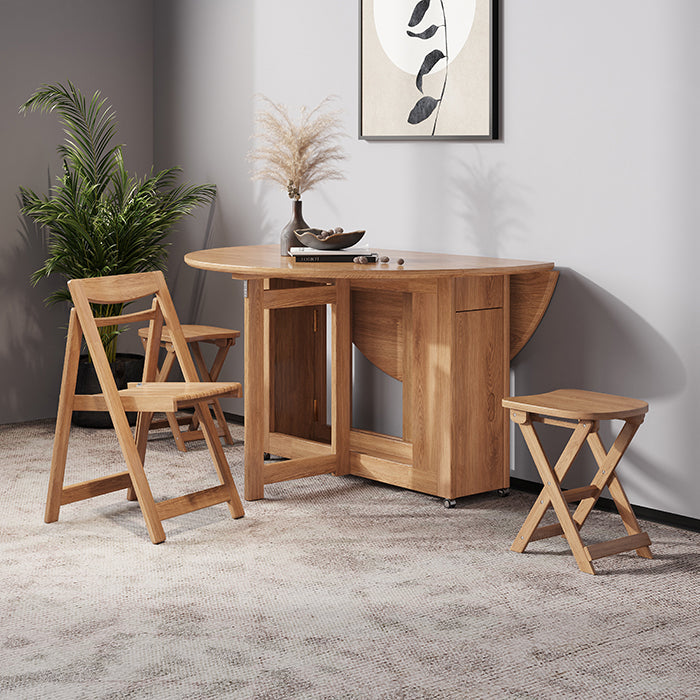 Simplicity Style Round Solid Wood Dining Site Table with Drop-Leaf Clearhalo 'Dining Tables & Seating' 'Dining Tables' 'dining_table' 'furn' 'furn_dining_table' 'Furniture' 'Kitchen & Dining Furniture' 7807973