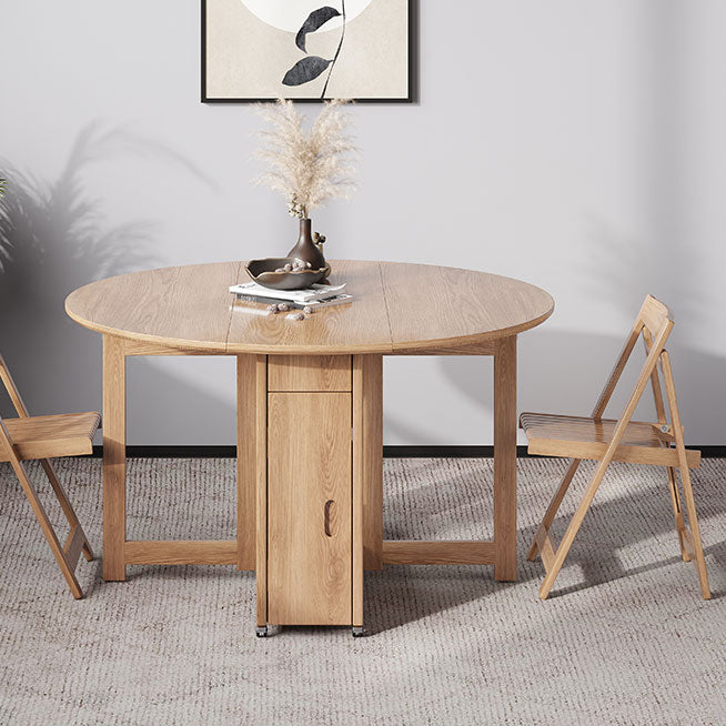 Simplicity Style Round Solid Wood Dining Site Table with Drop-Leaf Clearhalo 'Dining Tables & Seating' 'Dining Tables' 'dining_table' 'furn' 'furn_dining_table' 'Furniture' 'Kitchen & Dining Furniture' 7807981