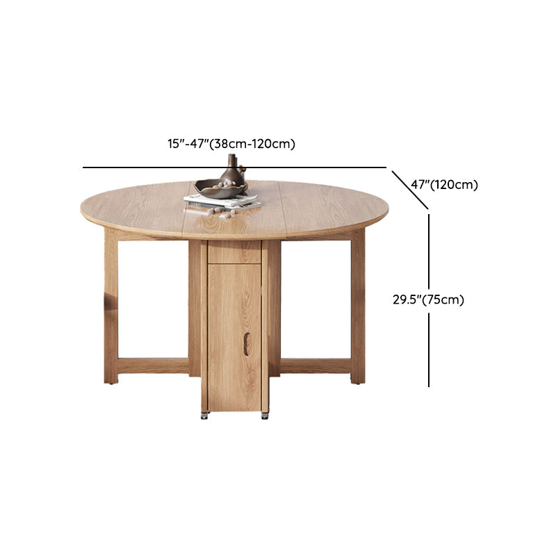 Simplicity Style Round Solid Wood Dining Site Table with Drop-Leaf Clearhalo 'Dining Tables & Seating' 'Dining Tables' 'dining_table' 'furn' 'furn_dining_table' 'Furniture' 'Kitchen & Dining Furniture' 7807982