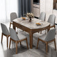 Mesa de comedor redonda moderna de piedra extensible para espacios pequeños en gris