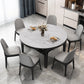 Mesa de comedor redonda moderna de piedra extensible para espacios pequeños en gris