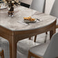 Mesa de comedor redonda moderna de piedra extensible para espacios pequeños en gris