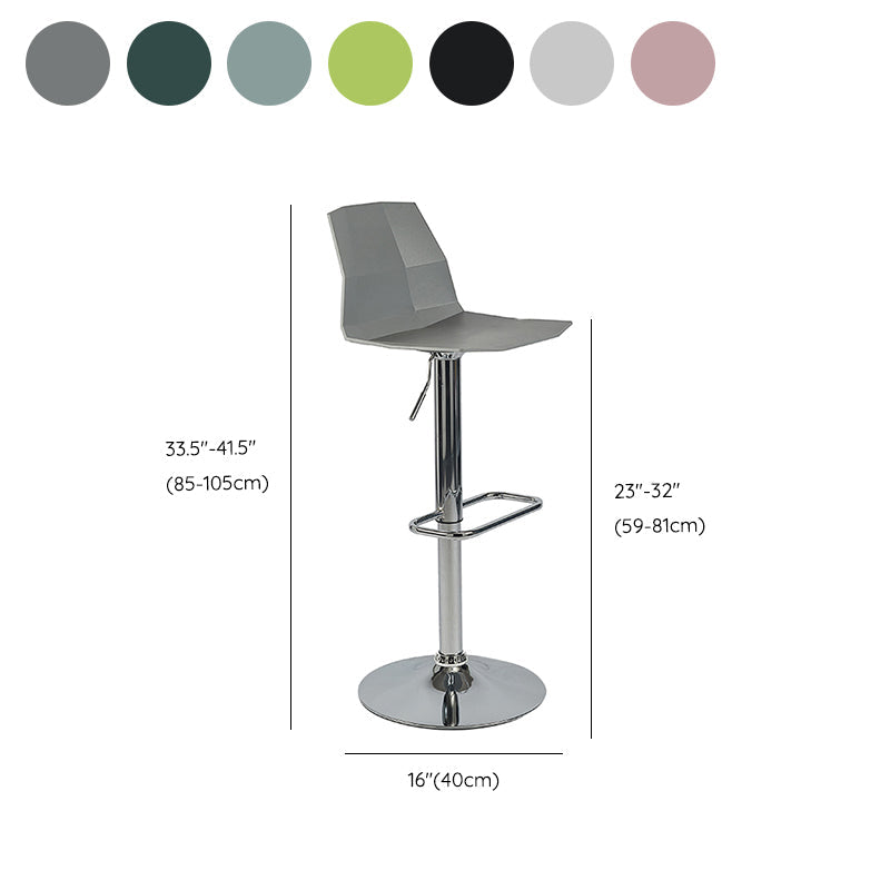 Taburete de bar ajustable de plástico estilo moderno con patas de metal