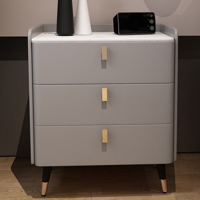 Glam Drawers Included Accent Table Nightstand 22.5" Tall with Legs 20"L x 16"W x 26"H Light Gray 1 Piece Clearhalo 'Bedroom Furniture' 'furn' 'furn_night_stand' 'Furniture' 'night_stand' 'Nightstands' 7808368