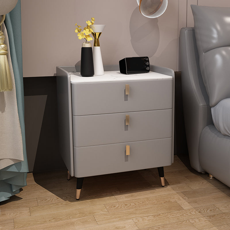 Glam Drawers Included Accent Table Nightstand 22.5" Tall with Legs 16"L x 16"W x 25.5"H Light Gray 1 Piece Clearhalo 'Bedroom Furniture' 'furn' 'furn_night_stand' 'Furniture' 'night_stand' 'Nightstands' 7808371