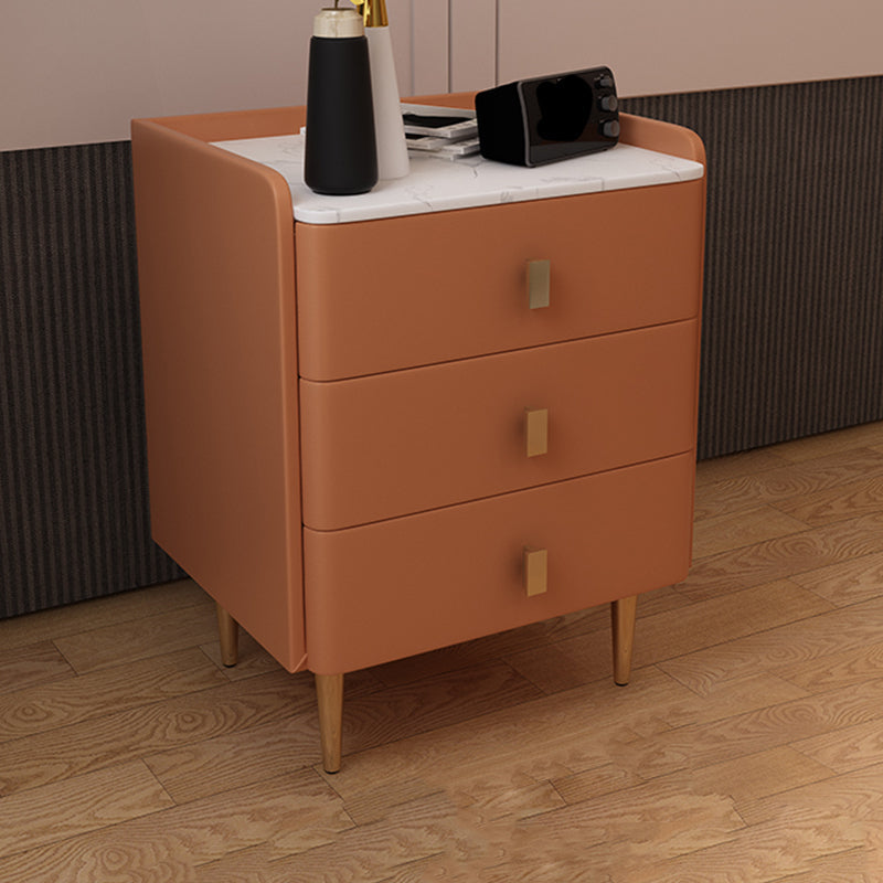 Glam Drawers Included Accent Table Nightstand 22.5" Tall with Legs Orange 1 Piece Clearhalo 'Bedroom Furniture' 'furn' 'furn_night_stand' 'Furniture' 'night_stand' 'Nightstands' 7808372