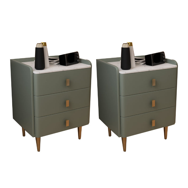 Glam Drawers Included Accent Table Nightstand 22.5" Tall with Legs Green 2 Piece Set Clearhalo 'Bedroom Furniture' 'furn' 'furn_night_stand' 'Furniture' 'night_stand' 'Nightstands' 7808379