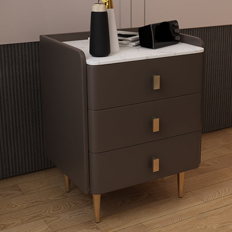 Glam Drawers Included Accent Table Nightstand 22.5" Tall with Legs Dark Coffee 1 Piece Clearhalo 'Bedroom Furniture' 'furn' 'furn_night_stand' 'Furniture' 'night_stand' 'Nightstands' 7808380