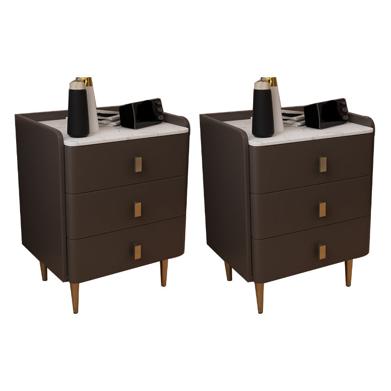 Glam Drawers Included Accent Table Nightstand 22.5" Tall with Legs Dark Coffee 2 Piece Set Clearhalo 'Bedroom Furniture' 'furn' 'furn_night_stand' 'Furniture' 'night_stand' 'Nightstands' 7808382