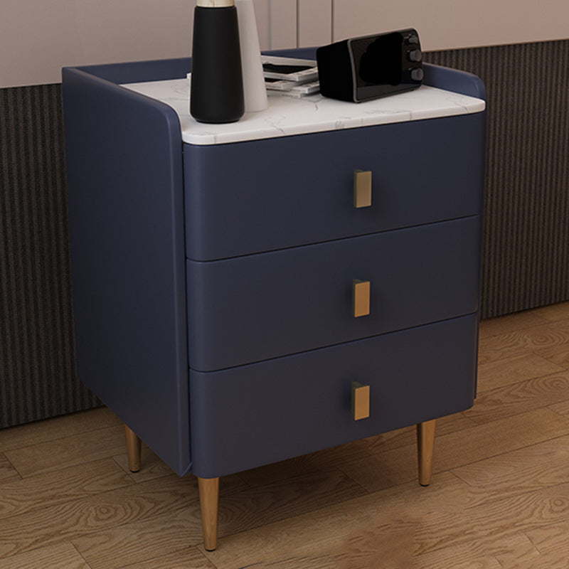 Glam Drawers Included Accent Table Nightstand 22.5" Tall with Legs Blue 1 Piece Clearhalo 'Bedroom Furniture' 'furn' 'furn_night_stand' 'Furniture' 'night_stand' 'Nightstands' 7808385