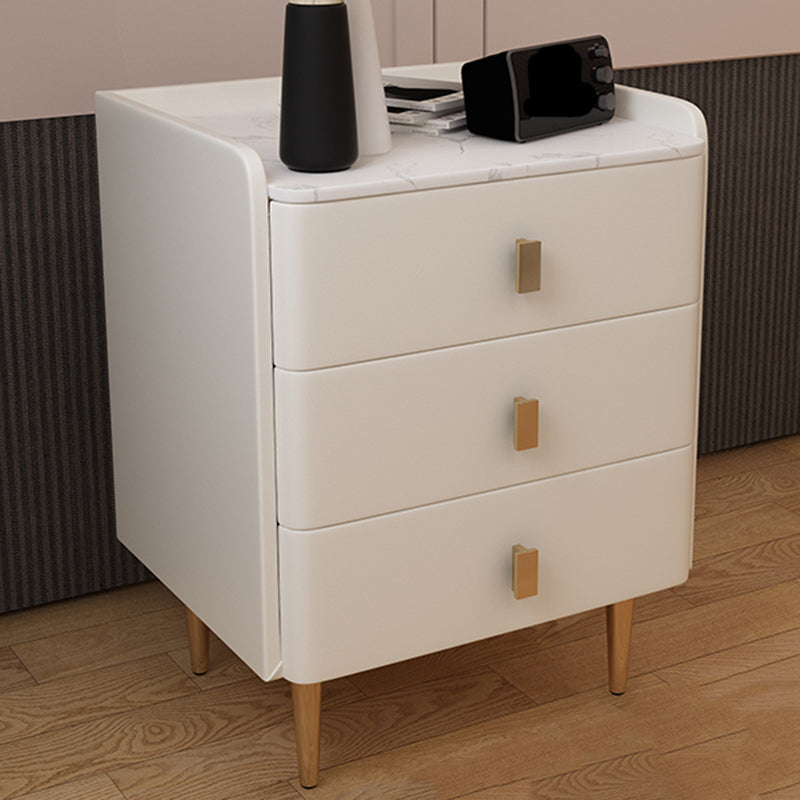 Glam Drawers Included Accent Table Nightstand 22.5" Tall with Legs Off-White 1 Piece Clearhalo 'Bedroom Furniture' 'furn' 'furn_night_stand' 'Furniture' 'night_stand' 'Nightstands' 7808387