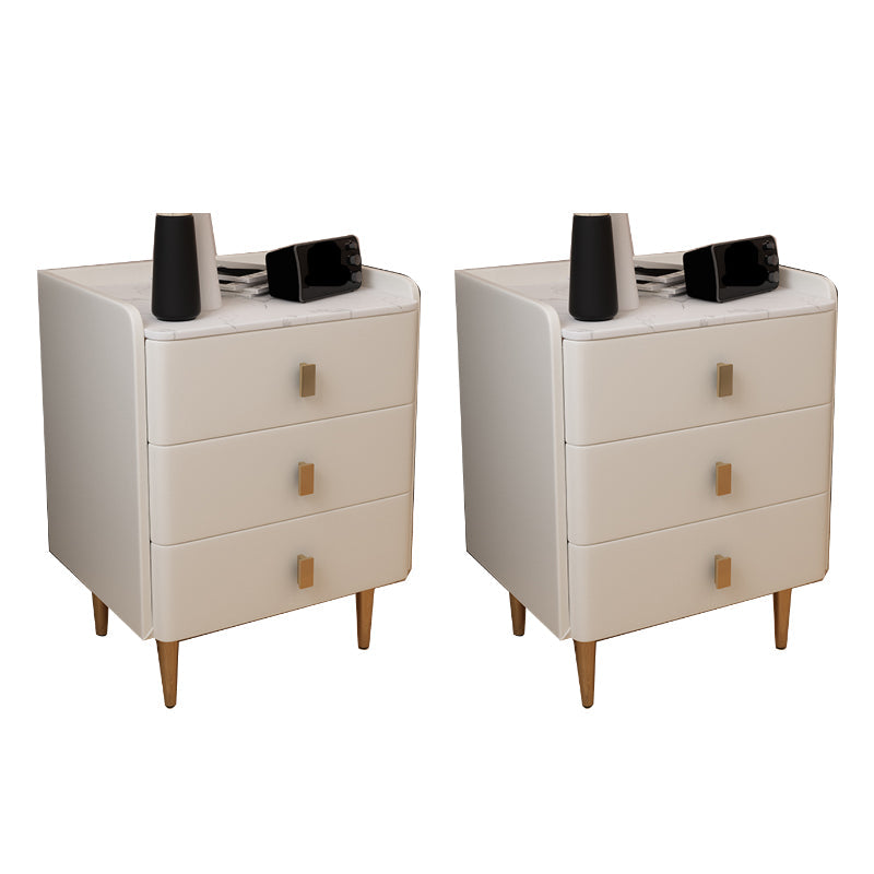 Glam Drawers Included Accent Table Nightstand 22.5" Tall with Legs Off-White 2 Piece Set Clearhalo 'Bedroom Furniture' 'furn' 'furn_night_stand' 'Furniture' 'night_stand' 'Nightstands' 7808388