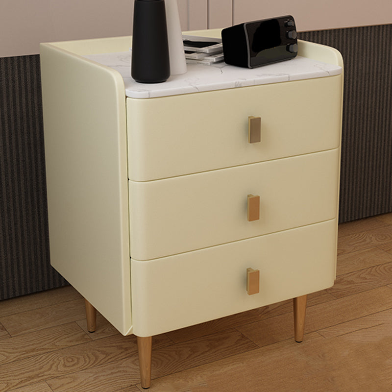 Glam Drawers Included Accent Table Nightstand 22.5" Tall with Legs Beige 1 Piece Clearhalo 'Bedroom Furniture' 'furn' 'furn_night_stand' 'Furniture' 'night_stand' 'Nightstands' 7808389