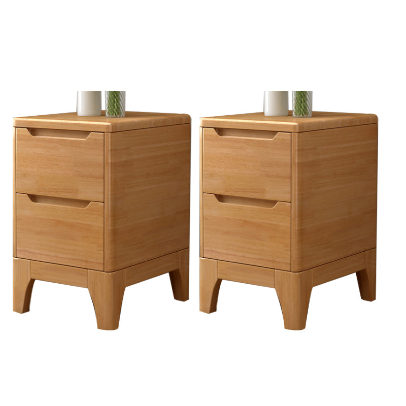 Solid Wood Night Table Contemporary Bed Nightstand for Bedroom Oak 2 Piece Set Clearhalo 'Bedroom Furniture' 'furn' 'furn_night_stand' 'Furniture' 'night_stand' 'Nightstands' 7808406