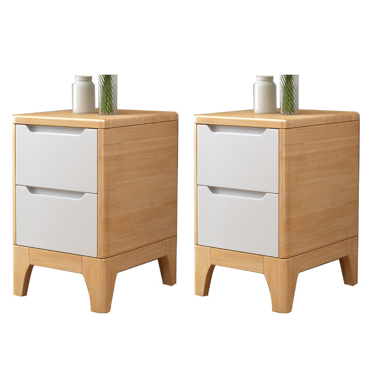 Solid Wood Night Table Contemporary Bed Nightstand for Bedroom Natural Wood White 2 Piece Set Clearhalo 'Bedroom Furniture' 'furn' 'furn_night_stand' 'Furniture' 'night_stand' 'Nightstands' 7808413