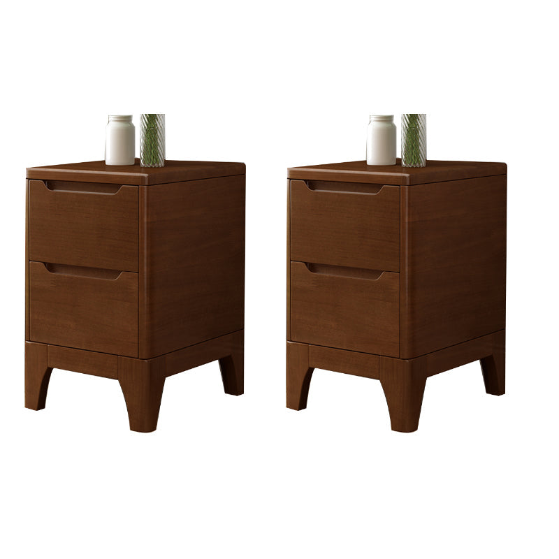 Solid Wood Night Table Contemporary Bed Nightstand for Bedroom Nut-Brown 2 Piece Set Clearhalo 'Bedroom Furniture' 'furn' 'furn_night_stand' 'Furniture' 'night_stand' 'Nightstands' 7808415