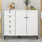 Modern White Wood Storage Chest with Soft-Close Drawers for Home
