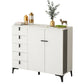 Modern White Wood Storage Chest with Soft-Close Drawers for Home