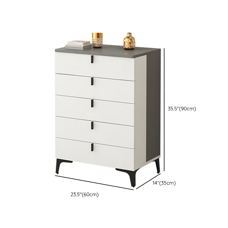 Modern White Wood Storage Chest with Soft-Close Drawers for Home